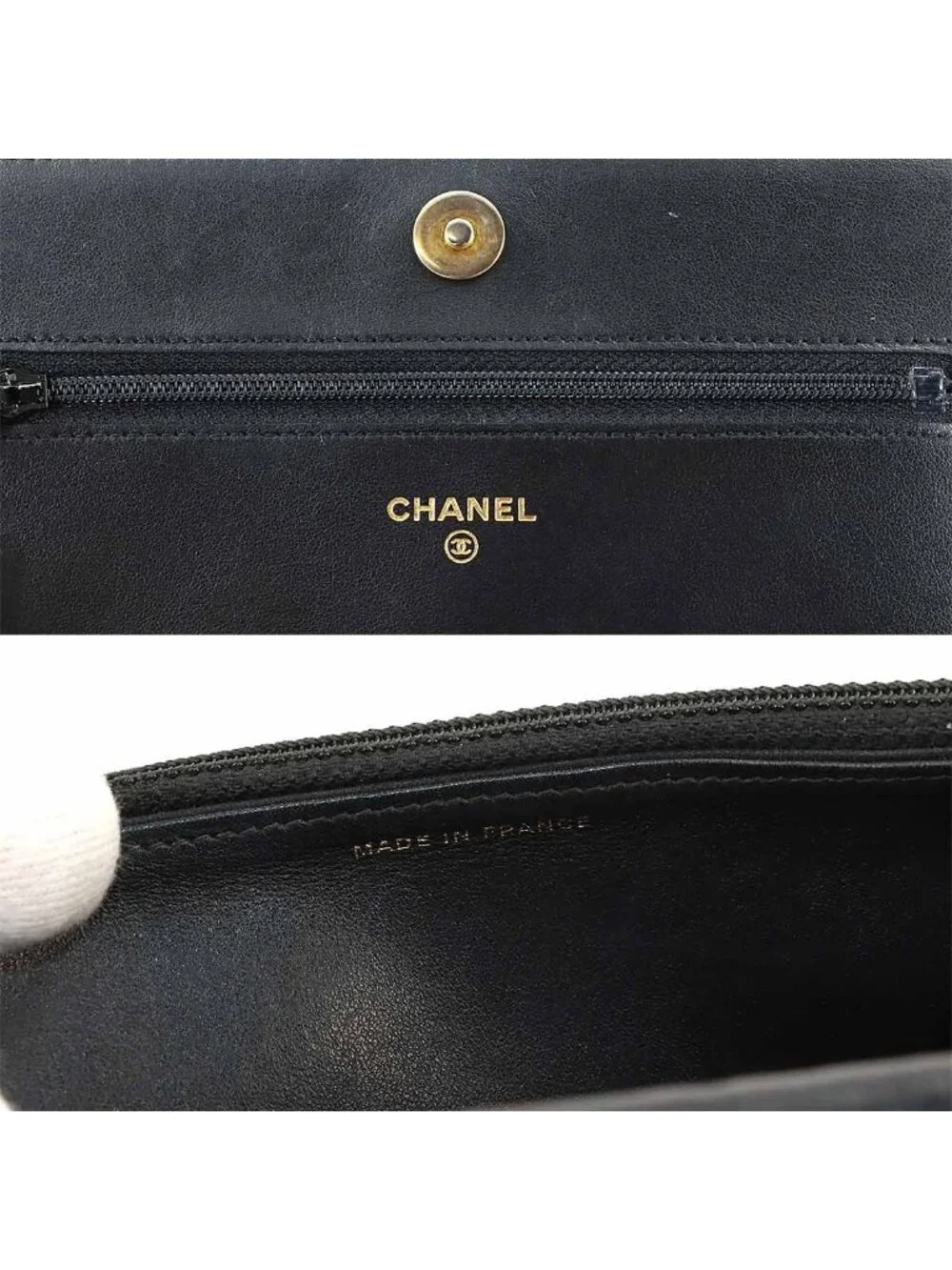 ★SOLD★ Chanel Chain Wallet Caviar Leather Black Gold - Picture 9 of 10